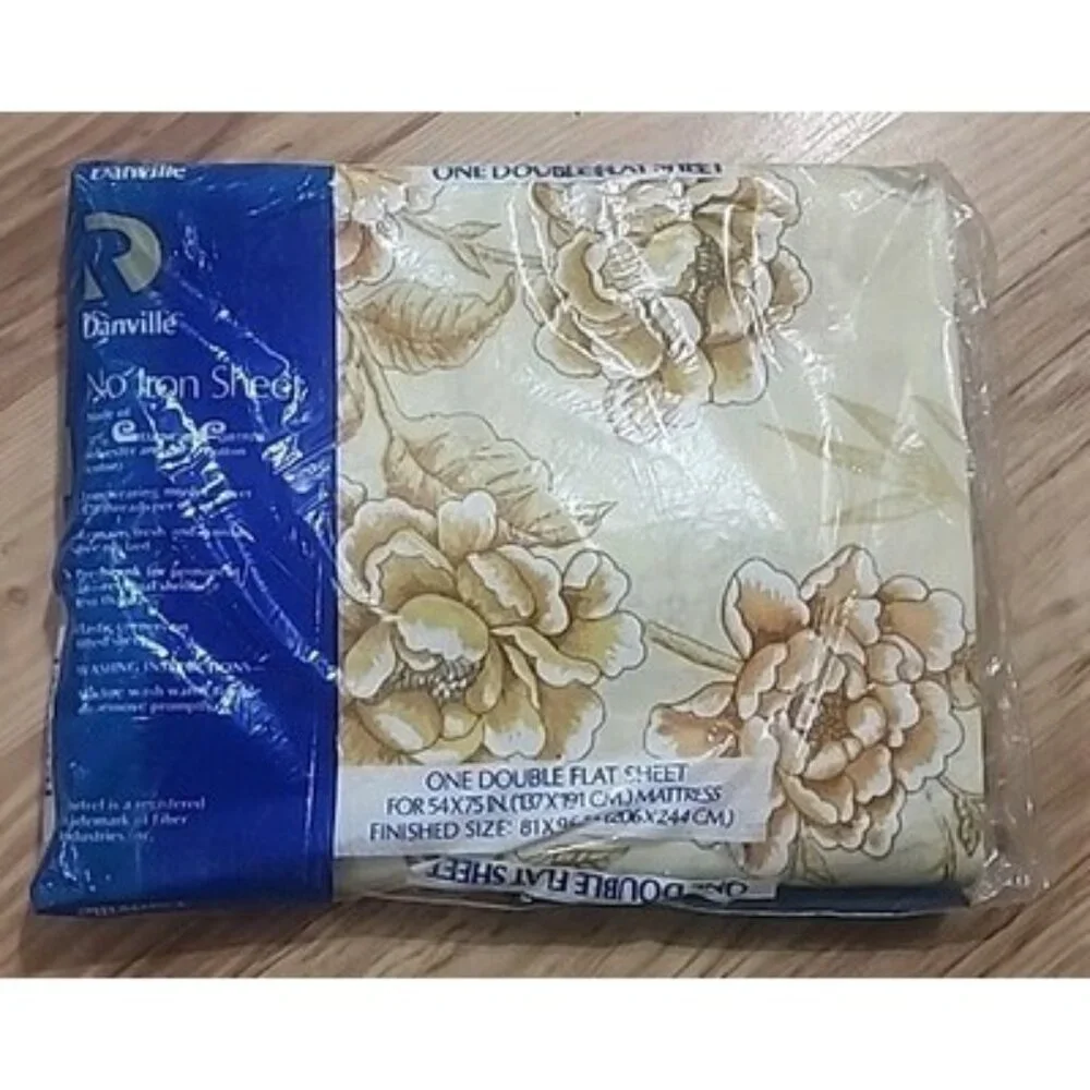 Vintage Danville Retro Double Flat Sheet Floral Pattern, No Iron, 81 X 96 In NEW